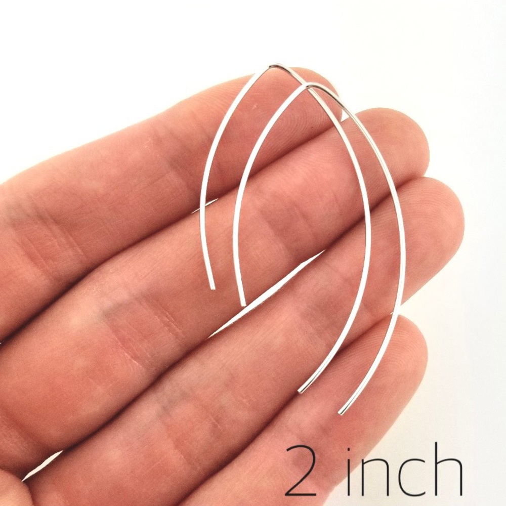 2 inch Arch threader earrings in 925 sterling silver, handmade earrings